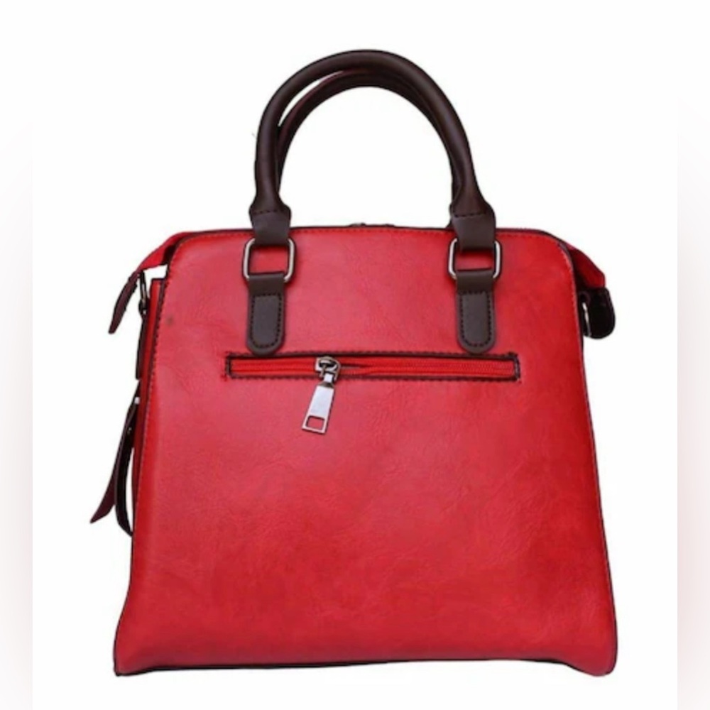 New without tags - VEGAN Leather handbag - red - with removable crossbody strap